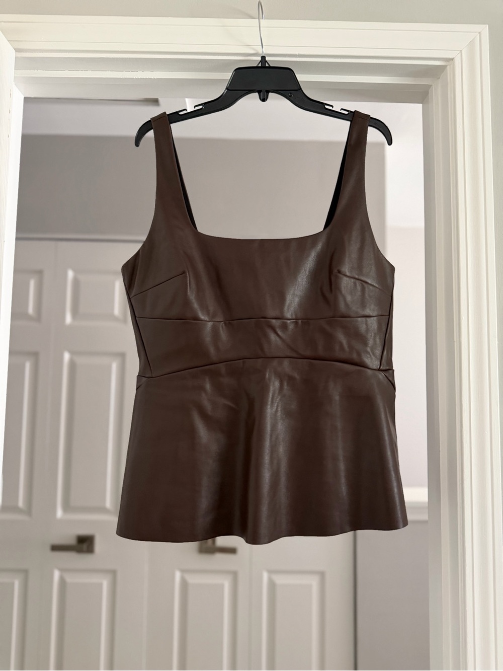Banana Republic Brown Vegan Leather Peplum Tank Top